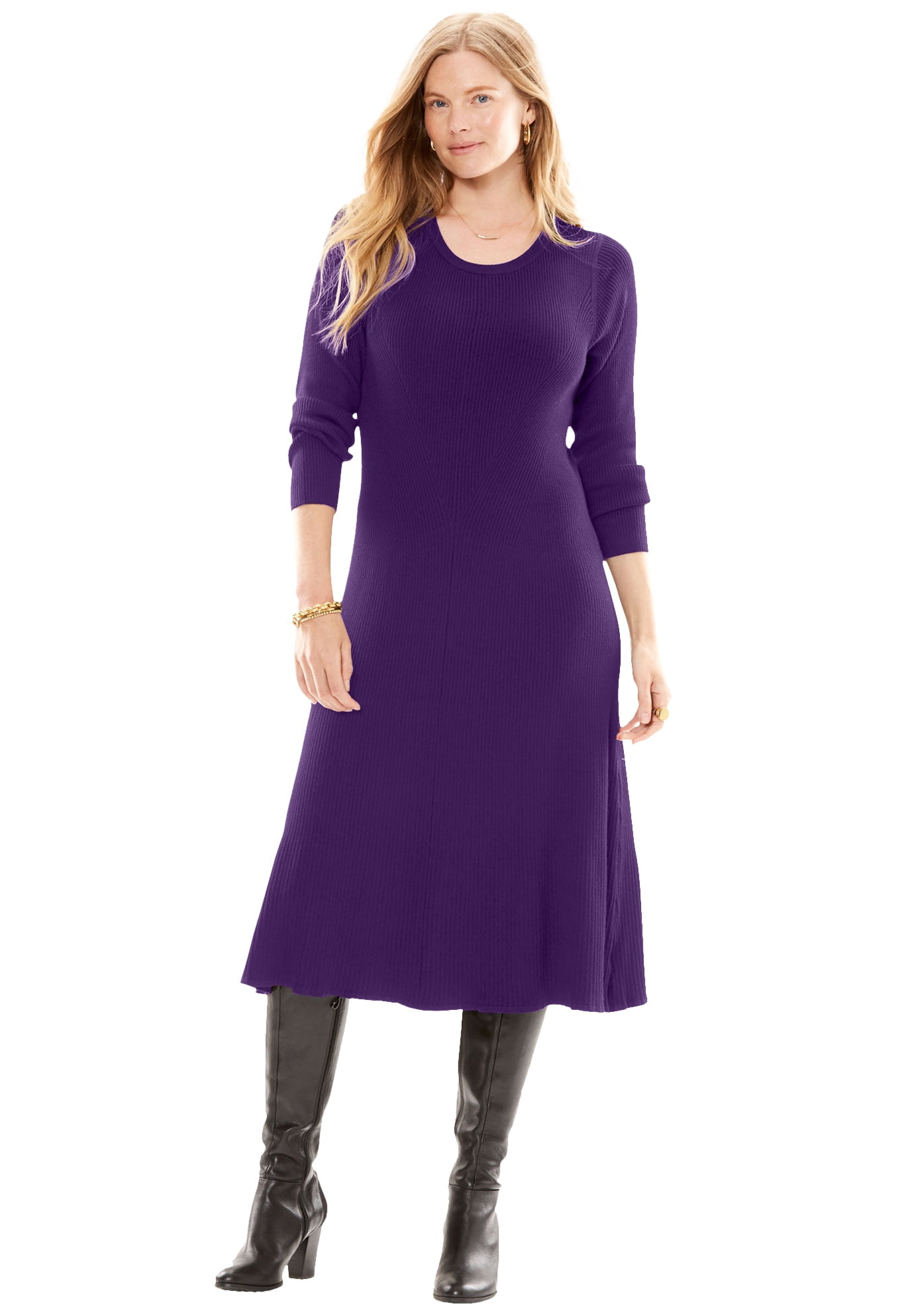 plus size purple sweater dress