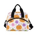 thumbnail image 2 of Insulated Crossbody Lunch Bag 10L Lunch Tote with Adjustable Shoulder Strap for Work Office Picnic Smiling Pumpkins and Flowers, 2 of 6