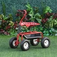 thumbnail image 2 of Outsunny Trottinette de Jardin, Chariot Roulant avec Plateau, Seau, Rouge et Noir, 2 of 10