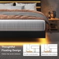 thumbnail image 5 of Feonase Floating Bed Frame King with Led Lights and Charging Station, Wood Full Size Bed Frame with Storage Headboard, Heavy Duty Metal Slats, No Box Spring Needed, Easy Assembly,Black, 5 of 7