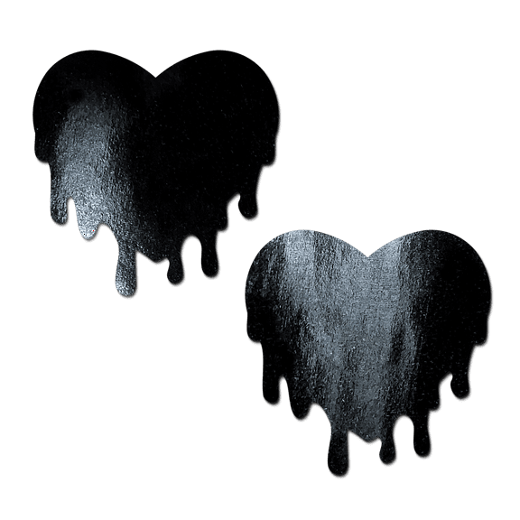 Melty Heart: Black Faux Latex Pleather Vinyl Melty Heart Nipple Pasties by Pastease®