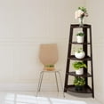 thumbnail image 2 of 5 Tier Corner Ladder Shelf, Industrial Corner Bookshelf, Modern Corner Shelf Indoor Plant Stand for Living Room, Home, Office, Balcony (Brown), 2 of 9