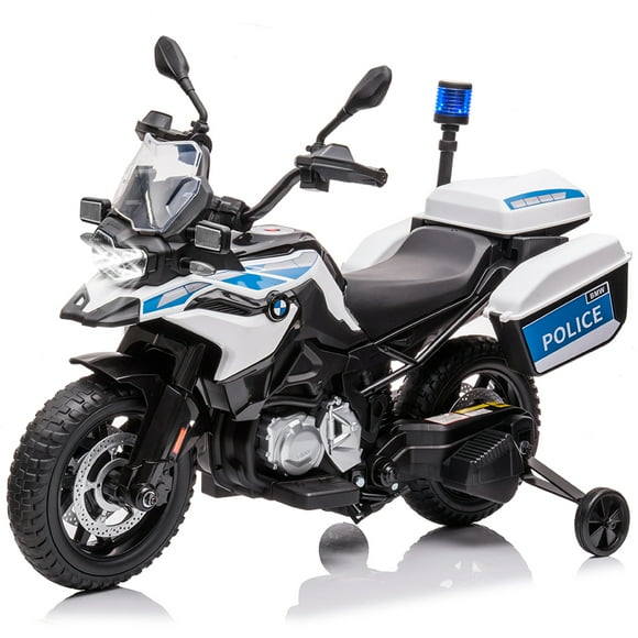 Ourlova 12V 7AH Kids Ride-On Police Motorcycle, Licensed BMW, EVA Tires, 2 Storage Boxes, LED Lights, Spring Suspension, Music for Boys & Girls 3+