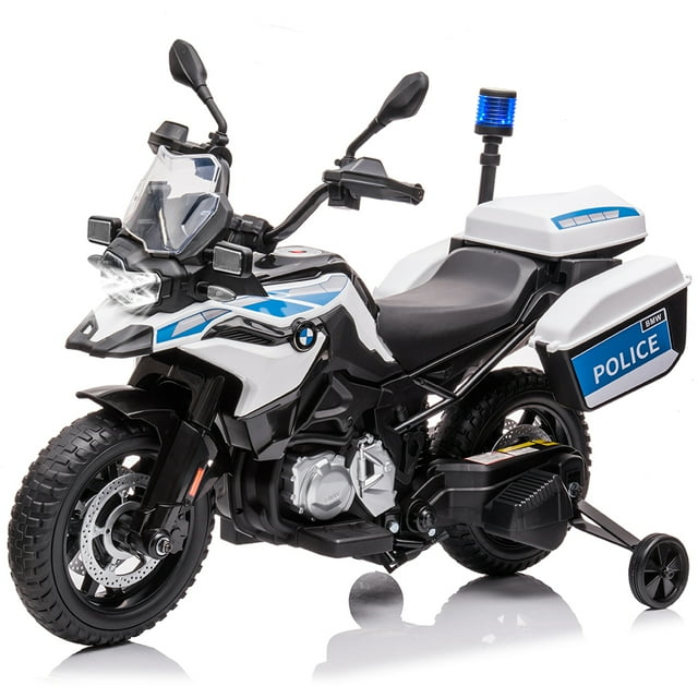 Ourlova 12V 7AH Kids Ride-On Police Motorcycle, Licensed BMW, EVA Tires, 2 Storage Boxes, LED Lights, Spring Suspension, Music for Boys & Girls 3+