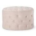 thumbnail image 1 of Maven Lane Marcy Traditional Round Ottoman in Cream Fabric Upholstery, 1 of 6