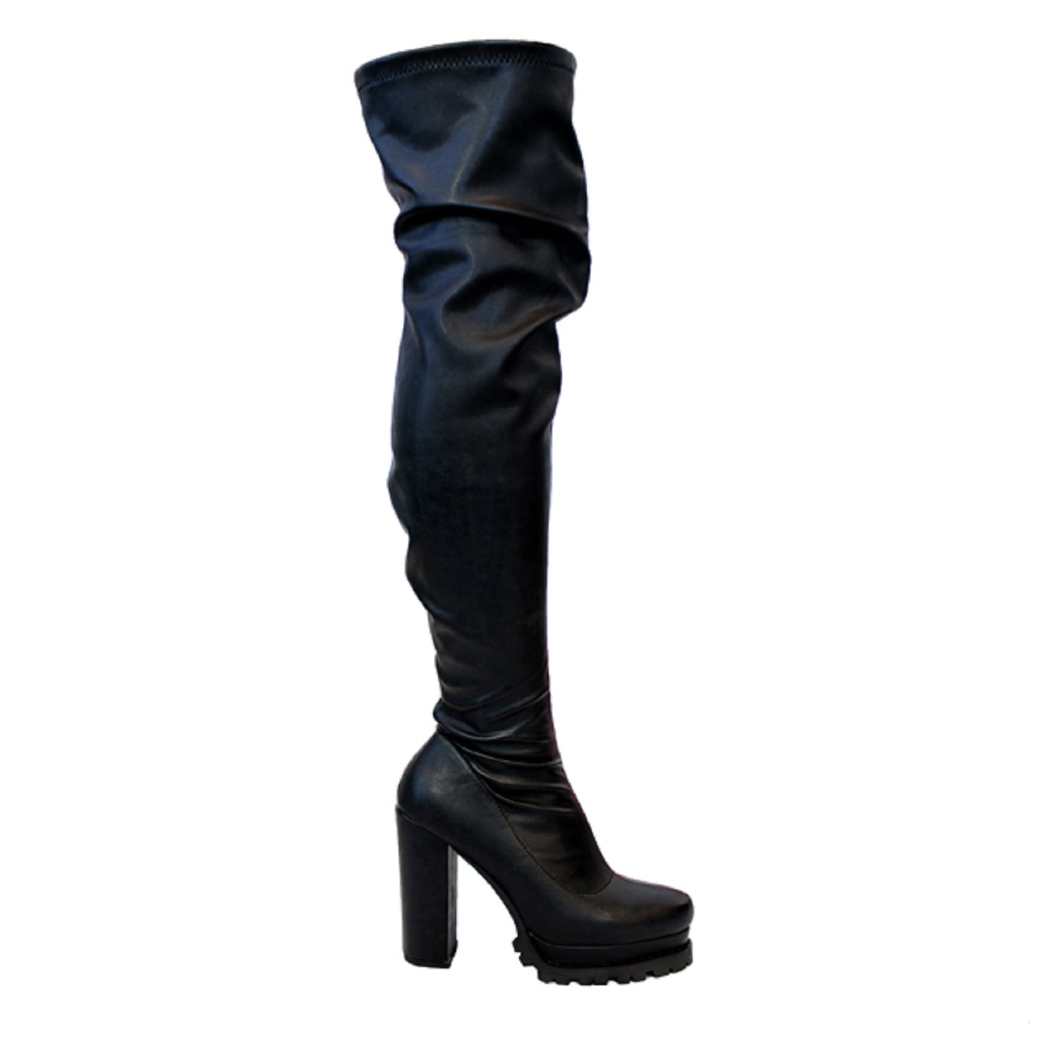 Womens Ladies Thigh High Black Boots Stiletto High Heels Puffer Boots Shoes Size