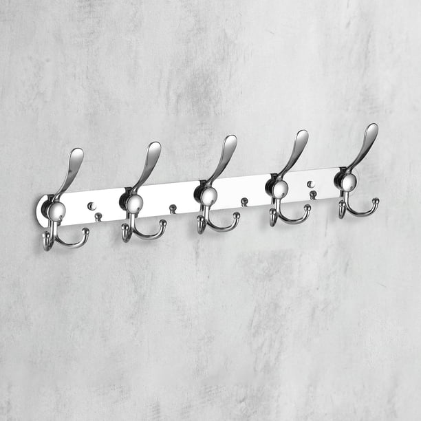 Gancho grande de acero inoxidable de tres ganchos para el hogar, cocina, sala de estar, dormitorio, puerta de la fila trasera, gancho para abrigos de baño
