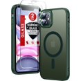 thumbnail image 1 of TEMOGU-Compatible for 11 Phone Case: 11 Case Cover with 2X Screen Protector & 2X Camera Lens Protector 11 [Effortless Buttons] Translucent Mag Safe Funda para11 6.1'', Green, 1 of 4