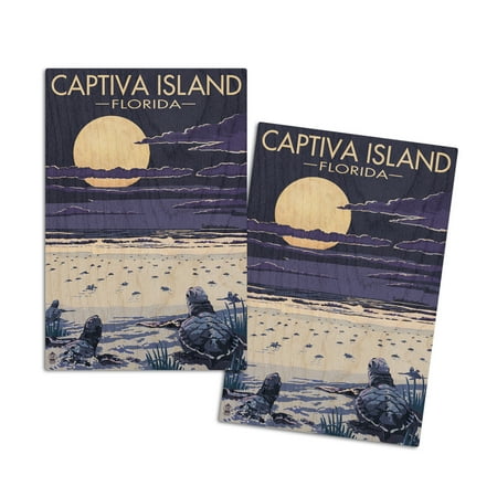 

Captiva Island Florida Sea Turtles Hatching (4x6 Birch Wood Postcards 2-Pack Stationary Rustic Home Wall Decor)