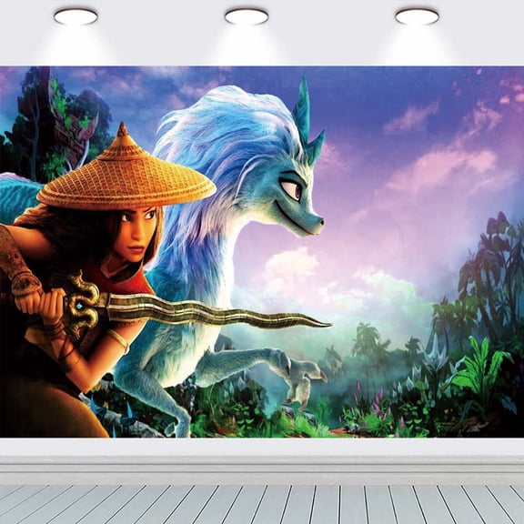 Raya Backdrop Banner Party Supplies Poster Movie Theme Background for Photography Birthday Decorations