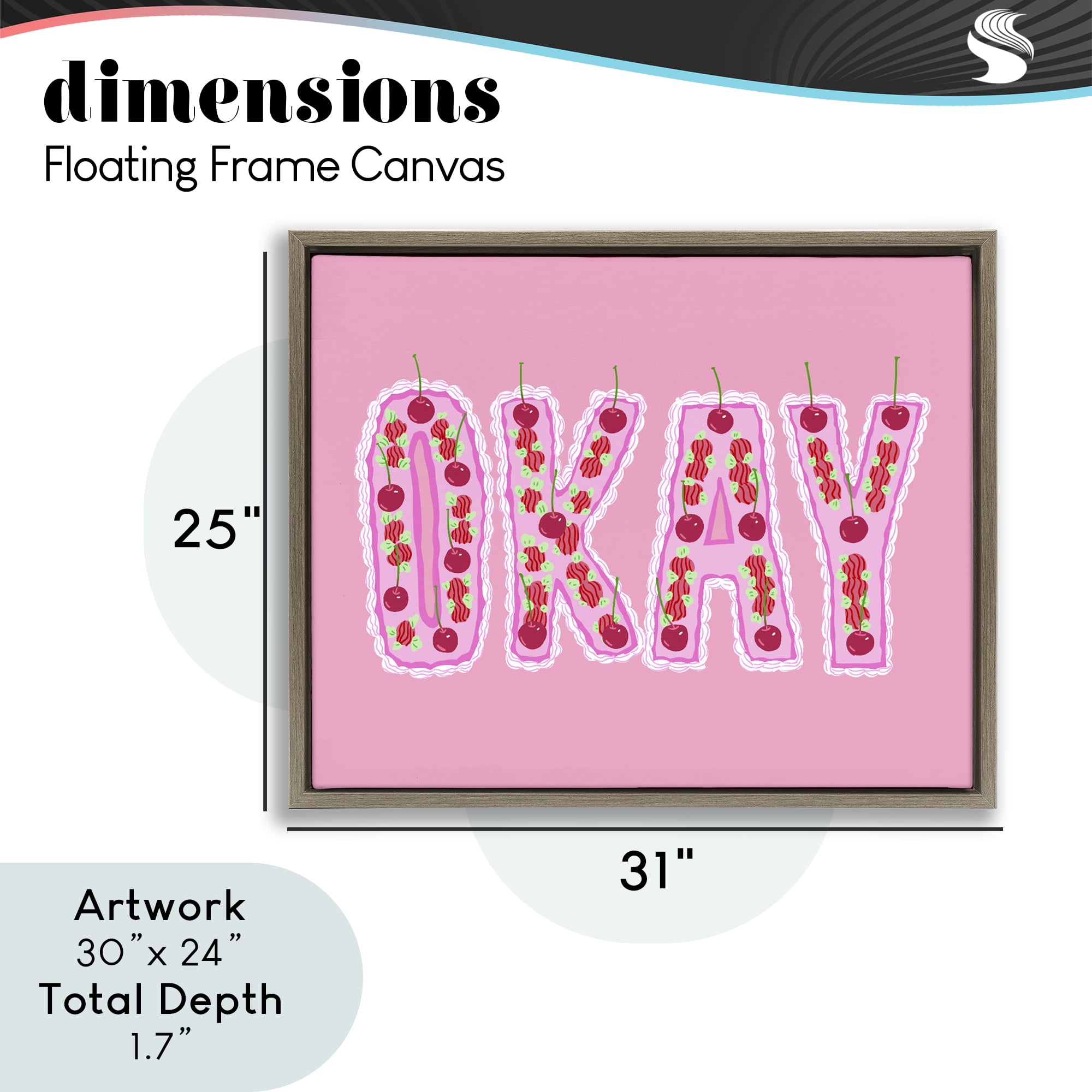 Stupell Industries Okay Pastel Cherry Cake Brown Framed Floater Canvas Wall Art, design by Ziwei Li