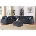 thumbnail image 3 of 8 - Piece Chenille Fabric Upholstered Sectional With Console & Ottoman-Black, 3 of 11