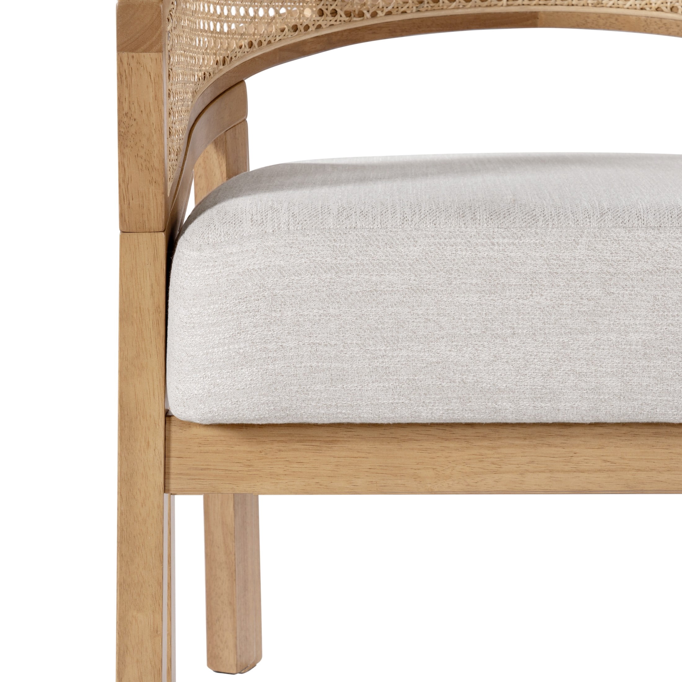 Christopher Knight Home Mid-Century Dining Chairs, Upholstered Seats, Rattan Cane Back, Natural, Set of 6