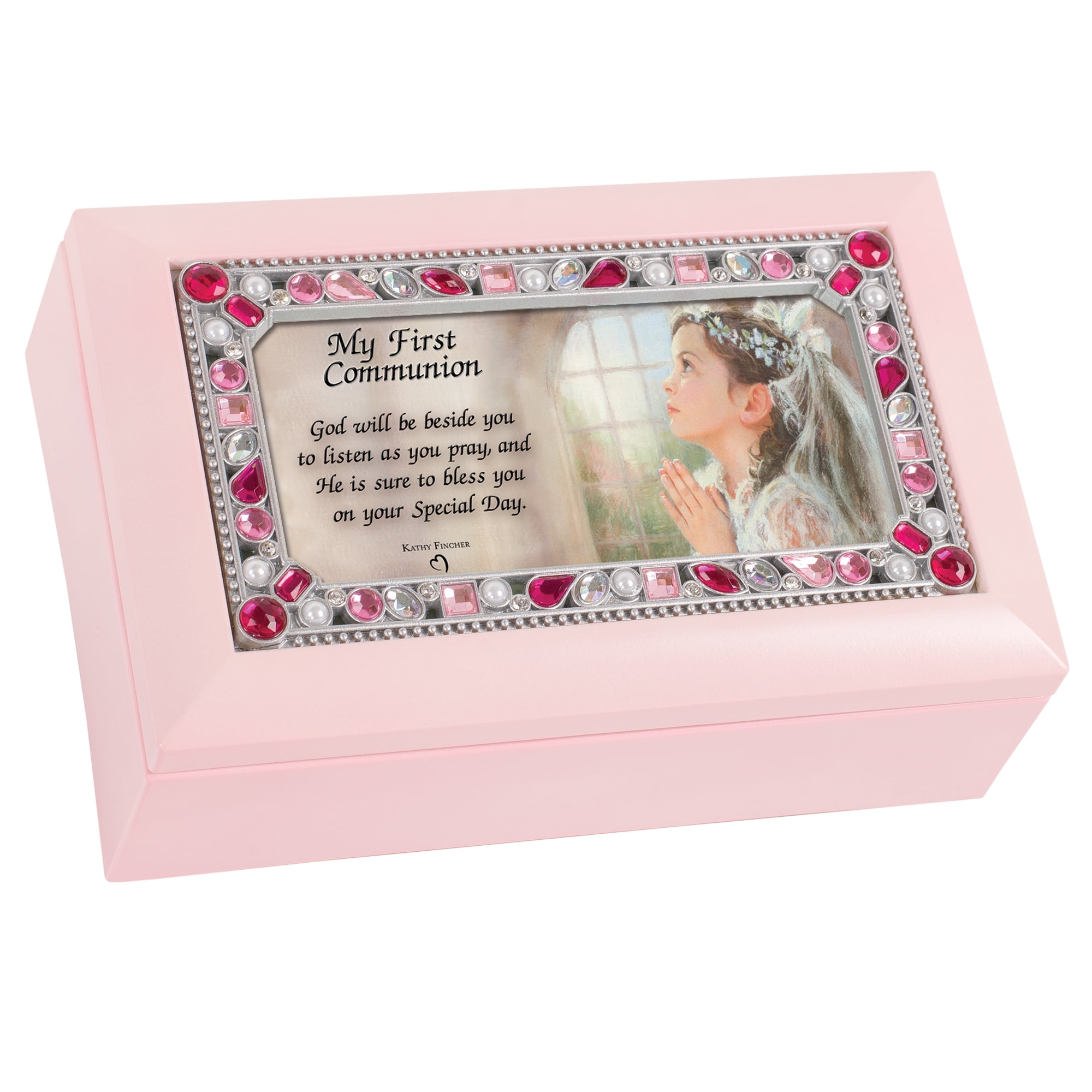 Cottage Garden First Communion God Beside You Matte Pink Jewelry