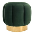 thumbnail image 4 of SAFAVIEH Couture Maxine Channel Modern Glam Tufted Ottoman, Emerald/Brass, 4 of 8