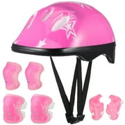Pixnor 7 Pieces in 1 Set Pink Adjustable Skating Helmet Kits Outdoor Protector Skateboard Gear Knee Pad Elbow Pads Balance Car Protective Pads for Kids