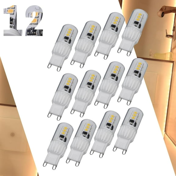 Satco S12128 T4 Mini LED Light Bulb 3.5W 120V G9 Double Loop Base 3000K Dimmable (12 Pack)