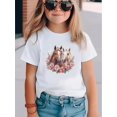thumbnail image 1 of Girls' Summer Short Sleeve T-Shirt, Creative Double Horse Print, Casual Crew Neck, Polyester Knit Top with Slight Stretch, Animal Pattern, Outdoor Running Style, Regular Fit, 230g Fabric Weight, 1 of 4