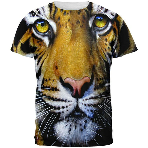 Animal World - Siberian Tiger Face All Over Adult T-Shirt - Walmart.com ...