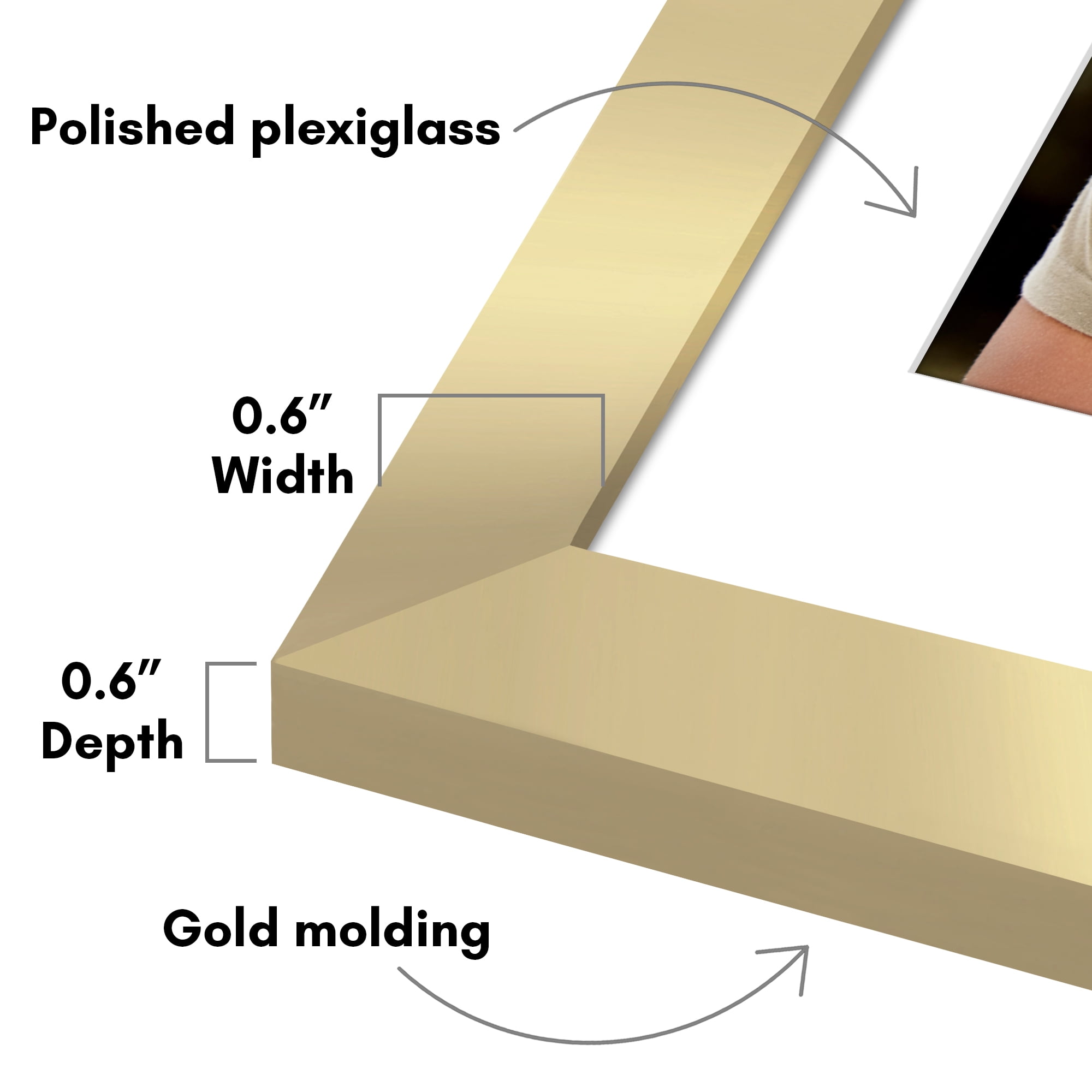 Americanflat 11x14 Picture Frame with Polished Plexiglass with 8x10 Mat 5 Pack Display Photo Galleria - Gold