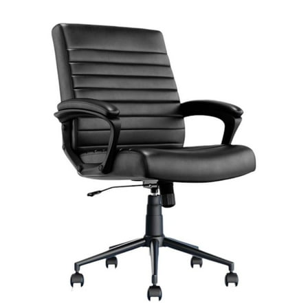 Pemberly Row Ergonomic Mid Back Desk Chair Bonded Leather Black