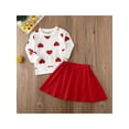 thumbnail image 3 of Kids Toddler Baby Girl Valentine's Day Outfits Long Sleeve Heart T-Shirt Top Red Skirt Spring Fall Clothes Set 1-6T, 3 of 7
