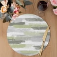 thumbnail image 3 of Green Abstract Round 13 Inch Placemats Set of 8, Grey Modern Mottled Art Oil Painting HeatResistant Non Slip Place Mats for Dining Table, Wipeable Braided Kitchen Table Mats for Housewarming, 3 of 9