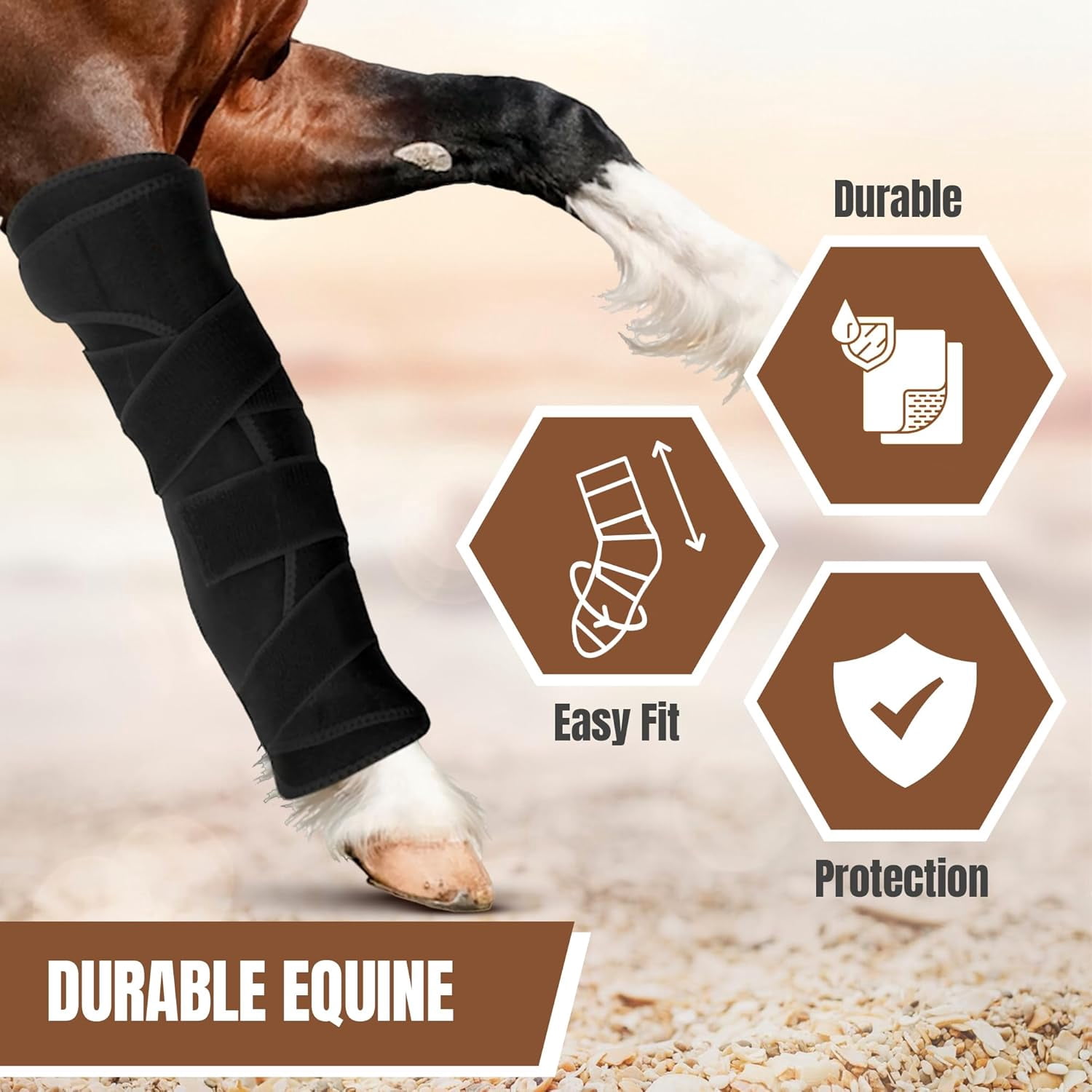 Hudson Comfort Horse Ice Boots – Cooling Horse Ice Pack Wrap for Knee, Hock, Ankle, Hooves Injury – Hot and Cold Therapy Horse Leg Wraps – Full Coverage Cold Packs - Includes 1 Wrap + 2 Gel Packs