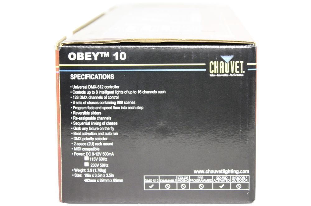 Chauvet DJ OBEY10 DMX-512 2U Rack Mount Light Controller+Beat-Activation+Scrim