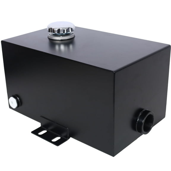 Heavy-Duty 5 Gallon Black Steel Hydraulic Fluid Reservoir Tank with Inlet 1-1/2 Inch FNPT and Outlet 3/4 Inch FNPT