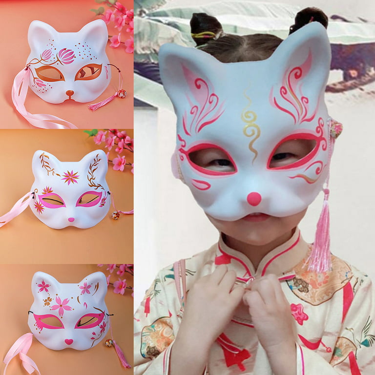 Sakura Foxes Face Mask Japanese Kabuki Kitsune Masks for Mens Womens - Walmart.com