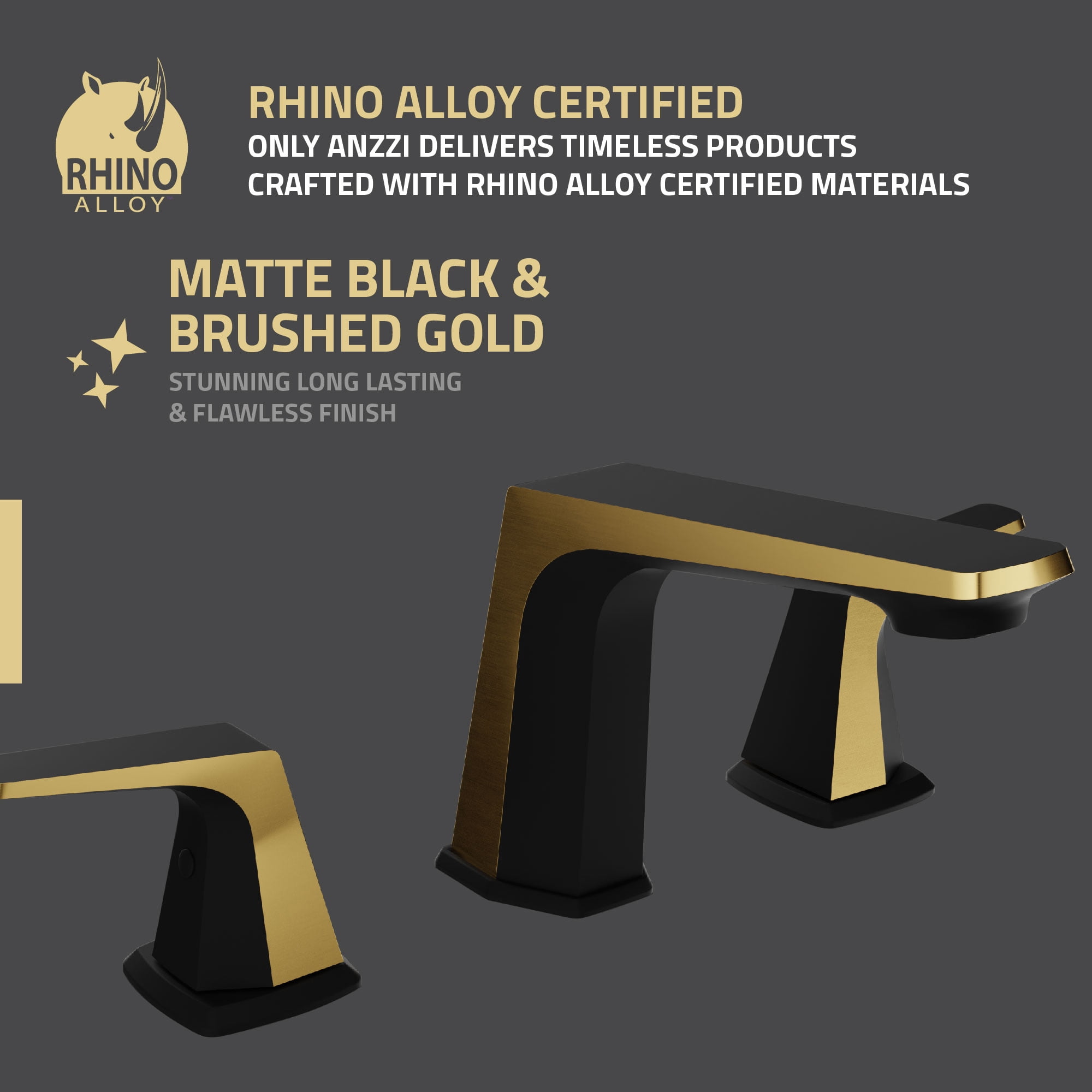 ANZZI 2-Handle 3-Hole 8 in. Widespread Bathroom Faucet With Pop-up Drain in Matte Black & Brushed Gold