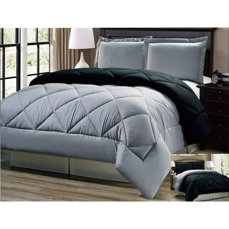 Legacy Decor 3pc Down Alternative Reversible Comforter Set Grey And Legacy Decor 3pc Down Alternative Reversible Comforter Set Grey And Black King Size