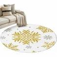 thumbnail image 6 of Christmas Round Rug 3ft Washable Circle Entryway Rugs Non Slip Winter Xmas Yellow Snowflakes Textured Area Rug Indoor Floor Carpet for Bedroom Kitchen Living Room Home Office Dining Room Nursery, 6 of 8