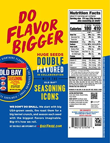 BIGS Old Bay Seasoned Sunflower Seeds, Keto Friendly Snack, 5.35-oz. Bag Pack of 12