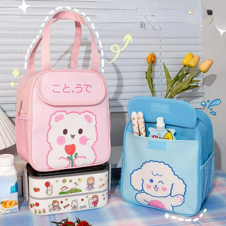PAZKJCLCQ Anime Lunch Box Insulated Lunch Bag Pink Girl Portable Cartoon Lunch Tote Cute for Boys Girls to Keep Food Fresh for Office Work Picnic