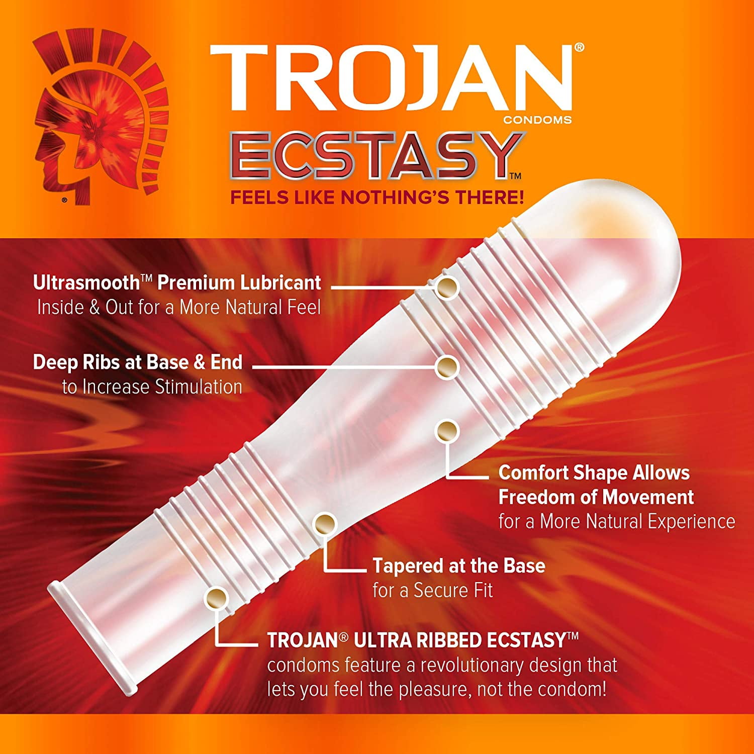 TROJAN Ecstasy Ultrasmooth Lubricant Condoms 3 Each - (Pack of 2) - Walmart.com TROJAN Ecstasy Ultrasmooth Lubricant Condoms 3 Each - (Pack of 2) - Walmart.com
