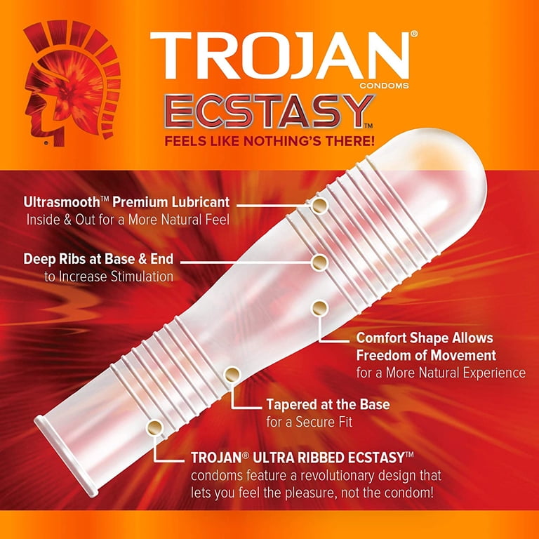 trojan ultrasmooth lubricant Trojan Her Pleasure Ecstasy Ultrasmooth Lubricant Latex Condoms Same-Day  Delivery or Pickup main image 1