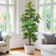 thumbnail image 2 of Artificial Fiddle Leaf Fig Tree 6ft(72in)Tall Faux Tree with Large Realistic Trunks and Big Leaves, Fake Floor Potted Artificial plants for Home Office Garden Indoor Outdoor Decor, 2 of 5