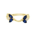 thumbnail image 1 of Marquise & Round Simulated Blue Sapphire & Cubic Zirconia Enhancer Guard 14K Yellow Gold Ring Size - 7, 1 of 3