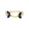Marquise & Round Simulated Blue Sapphire & Cubic Zirconia Enhancer Guard 14K Yellow Gold Ring Size - 5