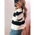 thumbnail image 6 of Women'S Loose Casual V-Neck Long-Sleeved Sweater Jacket Striped Contrast Lace-Up Knitted Cardigan Black S, 6 of 7