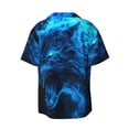 thumbnail image 6 of Lsque Ice Blue Fire Wolf print Men's Cuban Collar Short Sleeve Shirt Summer Beachwear Casual Button Down Fashionable Vacation Leisure Shirt-X-Large, 6 of 7