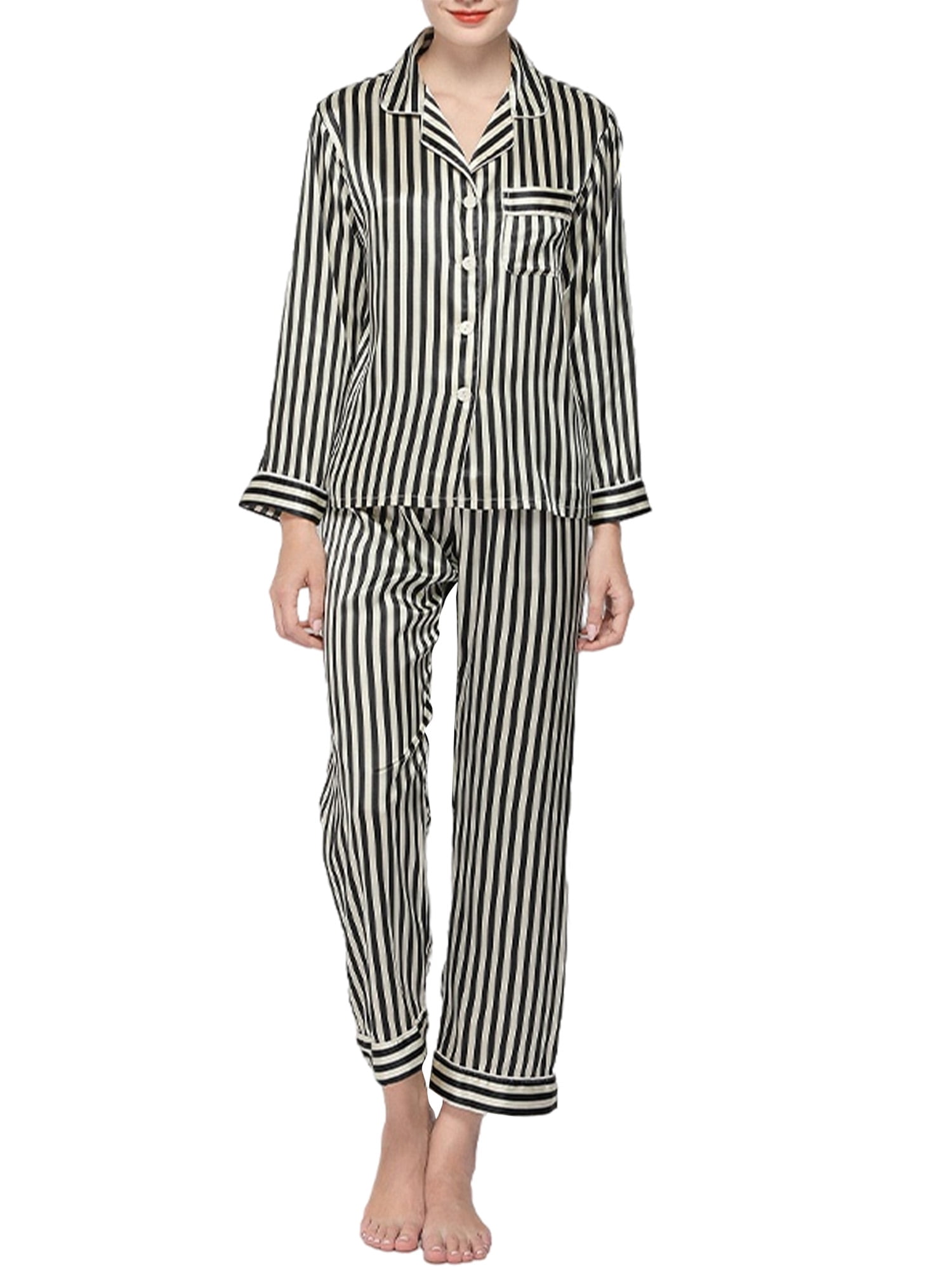 Jersey Button Pyjamas Super Soft Mink Traditional Pyjama Set Nightwear