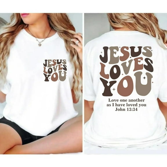 Jesus Loves You T-Shirt – Retro Christian Bible Verse Tee with John 13:34 Quote, Faith-Based Shirt for Men & Women