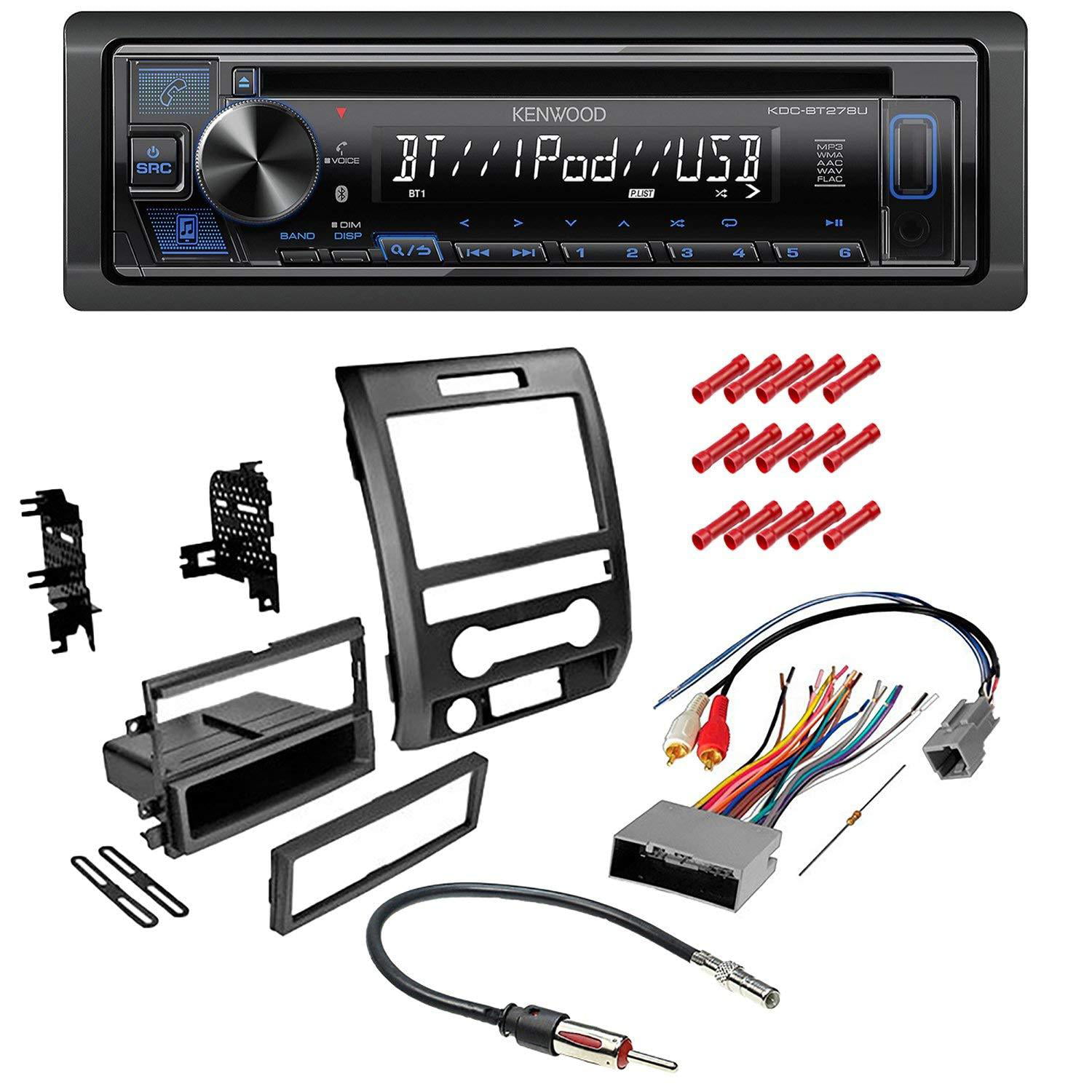 Kenwood In-Dash Single DIN Audio AUX USB MP3 AM/FM CD Bluetooth Radio Receiver 