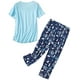 Femmes Pyjama en Coton Ensemble Manches Courtes Pantalon Capri Vêtements de Nuit Plus Taille S-3XL – image 2 sur 5