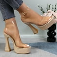 thumbnail image 3 of GJPBGK Women Platform Stiletto Heels Clear Strap Sandals with Flared Heel and Gold Buckles Comfortable Thick Sole Heel for Daily Wear, 3 of 7