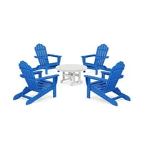 Trex Outdoors 5-Piece Monterey Bay Folding Outdoor Adirondack Chair Conversation Group in Pacific Blue