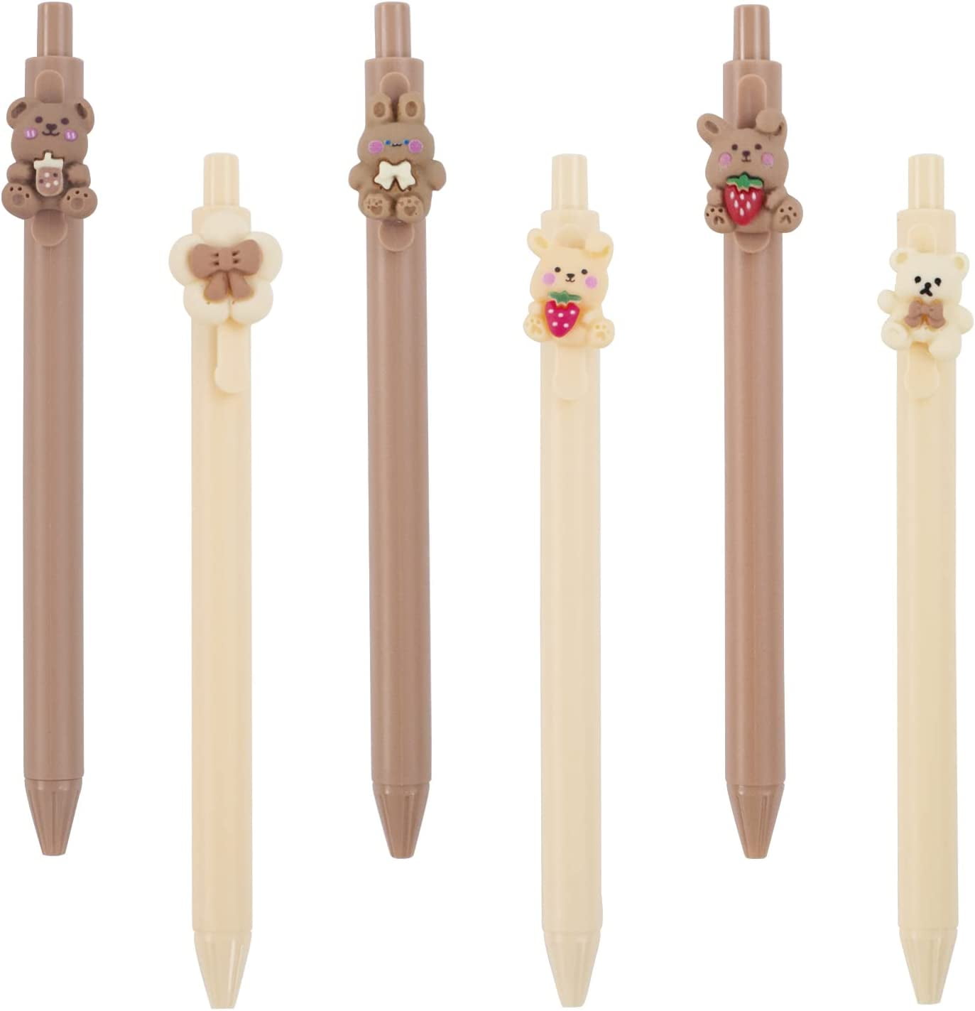 RETON 6PCS Kawaii Cute Pens, 0.5mm Fine Point Smooth Writing Pens, Gel